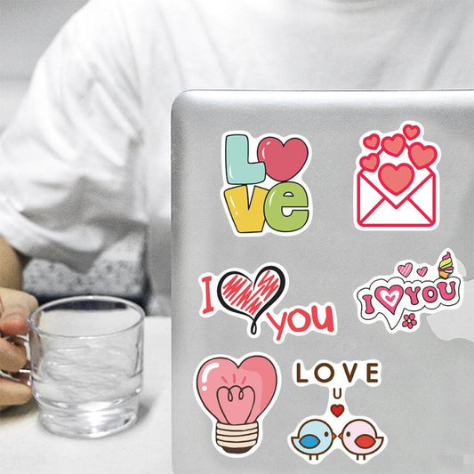 50 Waterproof LOVE Graffiti Stickers - Water Cup Ipad Decals