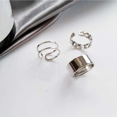 Golden Three piece Ring Female Tide Niche Opening Adjustable Index Finger Circle