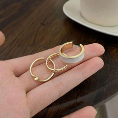 Golden Three piece Ring Female Tide Niche Opening Adjustable Index Finger Circle
