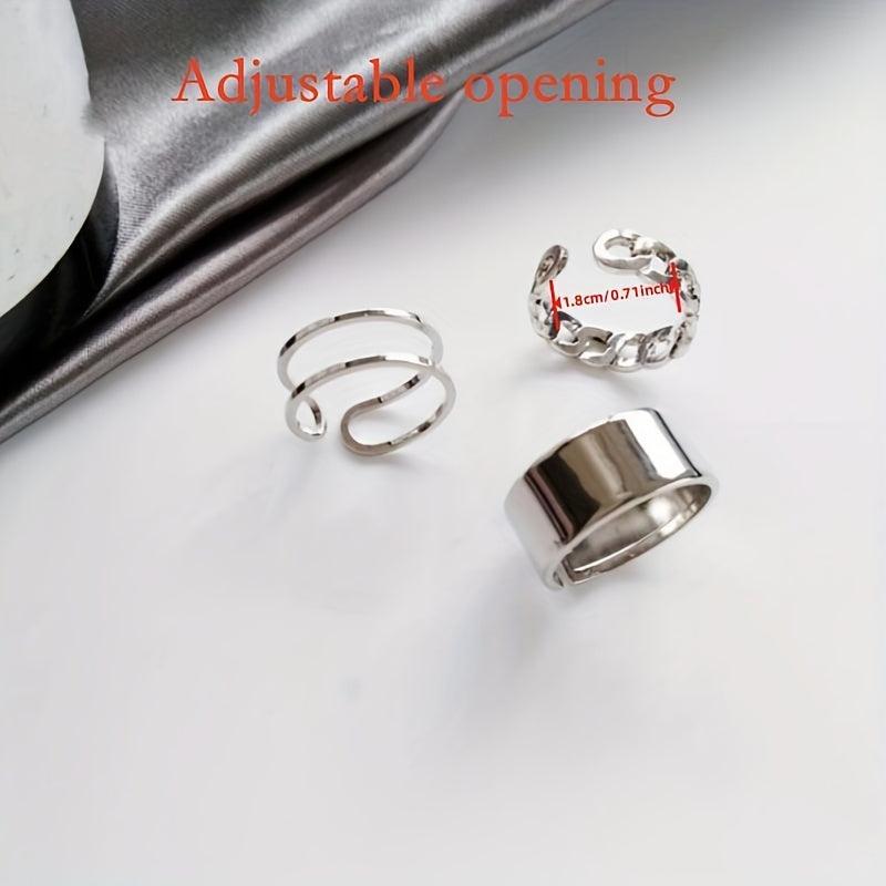 Golden Three piece Ring Female Tide Niche Opening Adjustable Index Finger Circle
