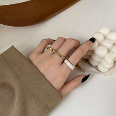 Golden Three piece Ring Female Tide Niche Opening Adjustable Index Finger Circle