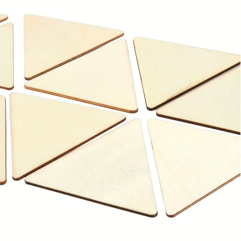 24pcs Wooden Triangle Crafts Geometric Shapes for Wood Burning and Carving