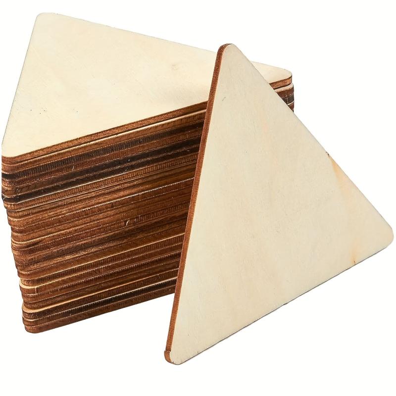 24pcs Wooden Triangle Crafts Geometric Shapes for Wood Burning and Carving