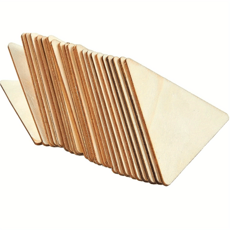 24pcs Wooden Triangle Crafts Geometric Shapes for Wood Burning and Carving