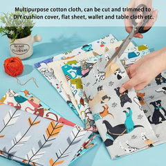 Cotton Twill Printed Fabric Hand Quilting Cat Dog Dept Cotton Squares