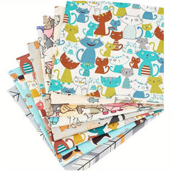 Cotton Twill Printed Fabric Hand Quilting Cat Dog Dept Cotton Squares