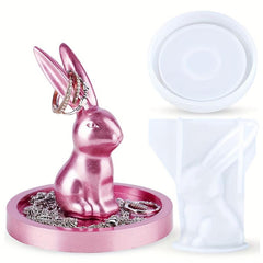 3D Rabbit Ring Holder Trinket Tray Epoxy Resin Mold Kit DIY Art Craft