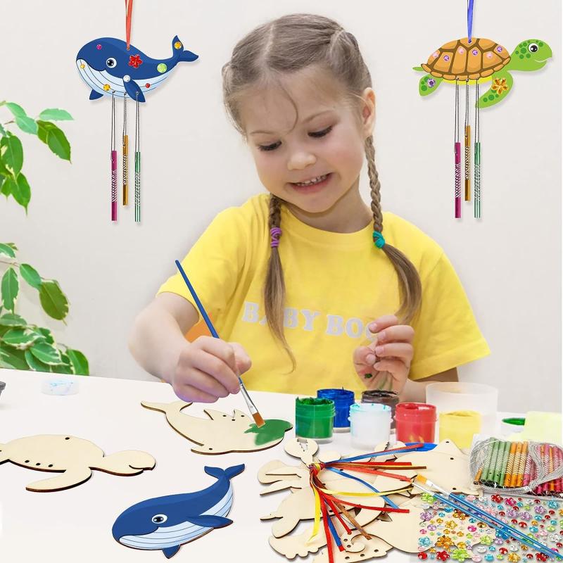 Kids Summer Sea Animals DIY Craft Kit Wind Chime Decor