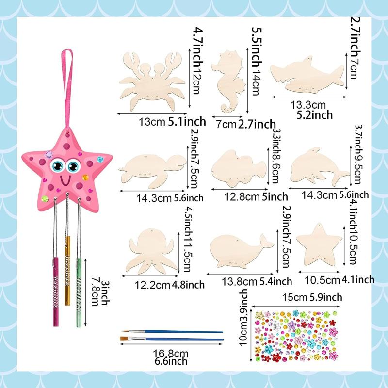 Kids Summer Sea Animals DIY Craft Kit Wind Chime Decor