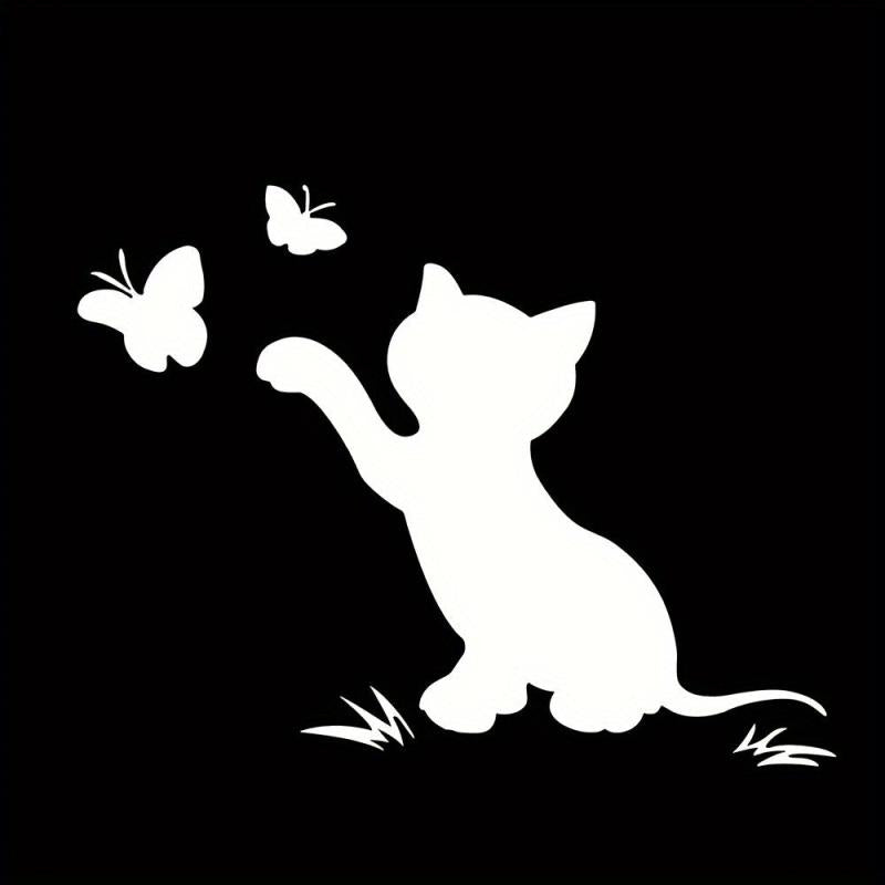 Scratched Cat Butterfly Reflective Car Sticker