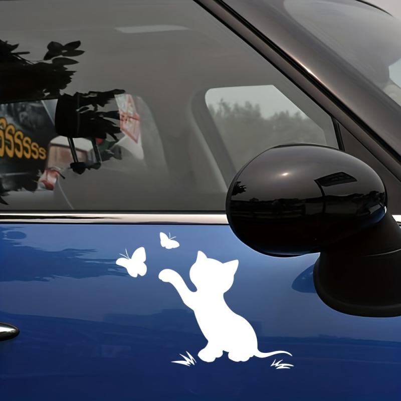 Scratched Cat Butterfly Reflective Car Sticker