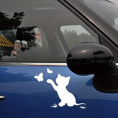 Scratched Cat Butterfly Reflective Car Sticker