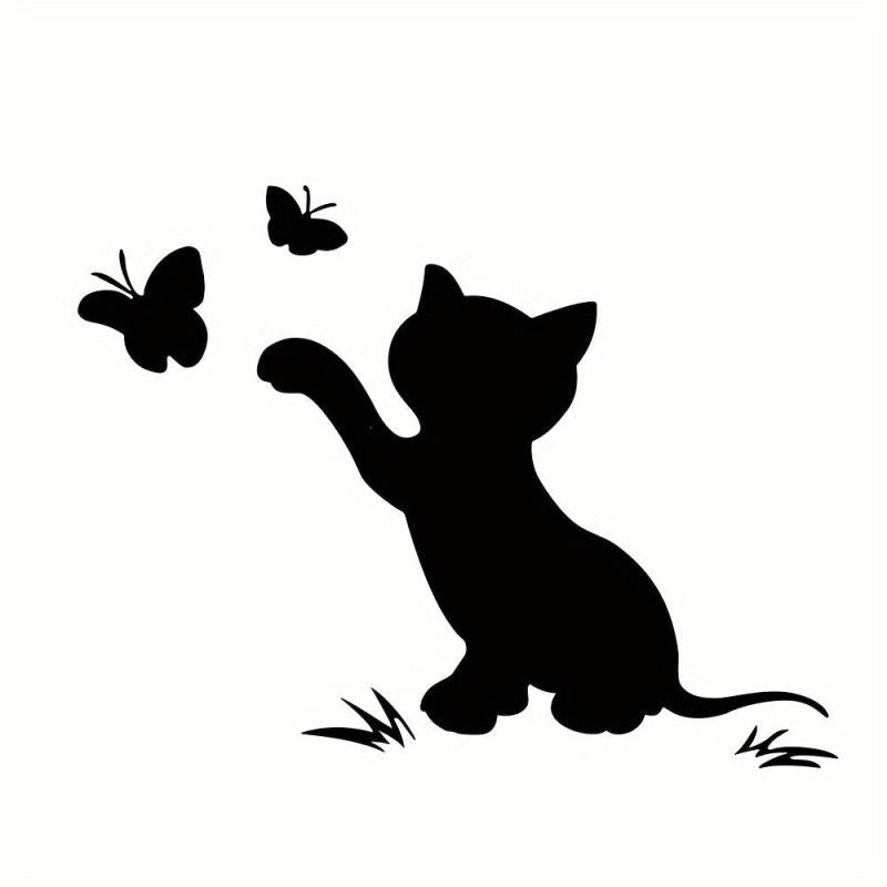 Scratched Cat Butterfly Reflective Car Sticker