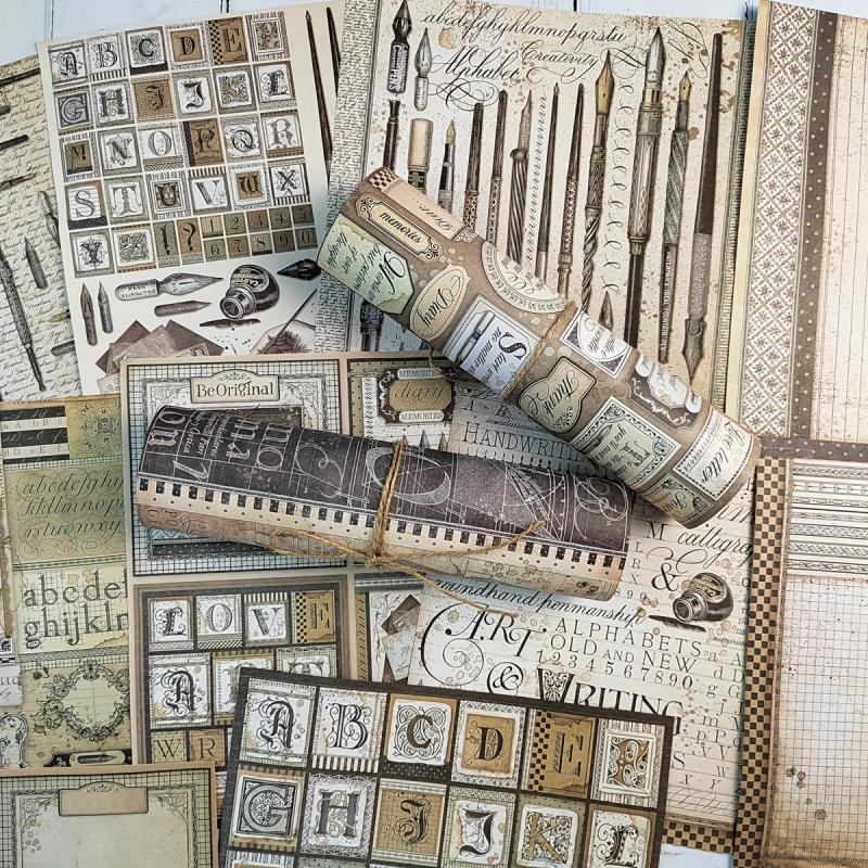 Vintage Alphabet Stamps Set w/ Inks, Pens & Papers - DIY Scrapbook Crafts