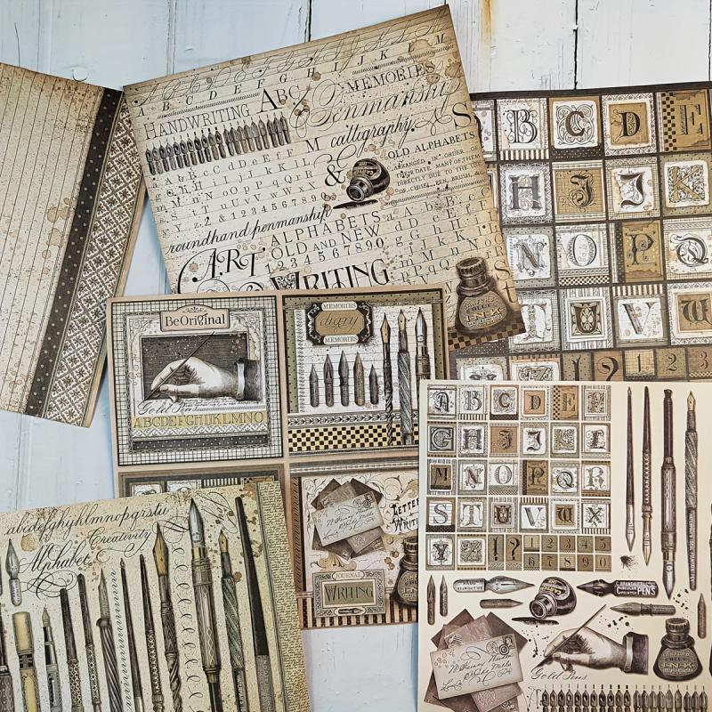 Vintage Alphabet Stamps Set w/ Inks, Pens & Papers - DIY Scrapbook Crafts
