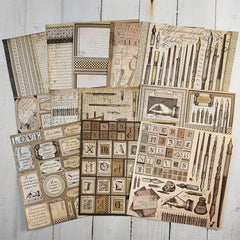 Vintage Alphabet Stamps Set w/ Inks, Pens & Papers - DIY Scrapbook Crafts