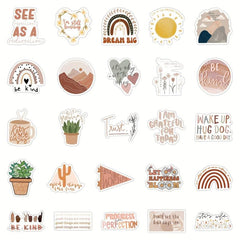 50pcs Boho Inspirational Stickers | Motivational Quote Stickers Vinyl Waterproof