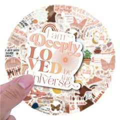 50pcs Boho Inspirational Stickers | Motivational Quote Stickers Vinyl Waterproof