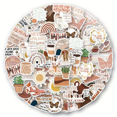 50pcs Boho Inspirational Stickers | Motivational Quote Stickers Vinyl Waterproof