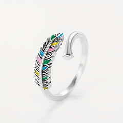 Feather Leaf Open Ring Adjustable Ring