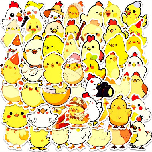 50pcs Chicken Stickers Waterproof Little Yellow Chicken DIY Vinyl Stickers