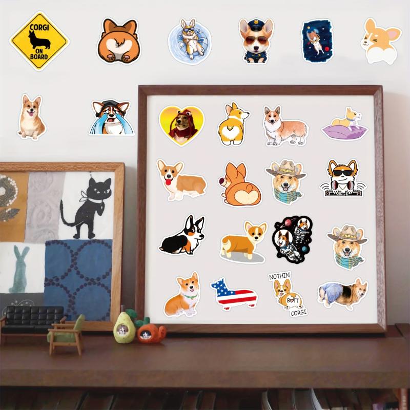 50pcs Welsh Corgi Stickers Reusable Waterproof Vinyl Stickers For Kids