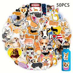 50pcs Welsh Corgi Stickers Reusable Waterproof Vinyl Stickers For Kids