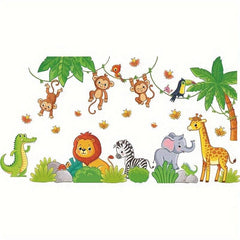 2pcs Cartoon Zoo Monkey Elephant Lion Giraffe Wall Stickers