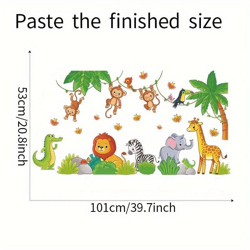 2pcs Cartoon Zoo Monkey Elephant Lion Giraffe Wall Stickers