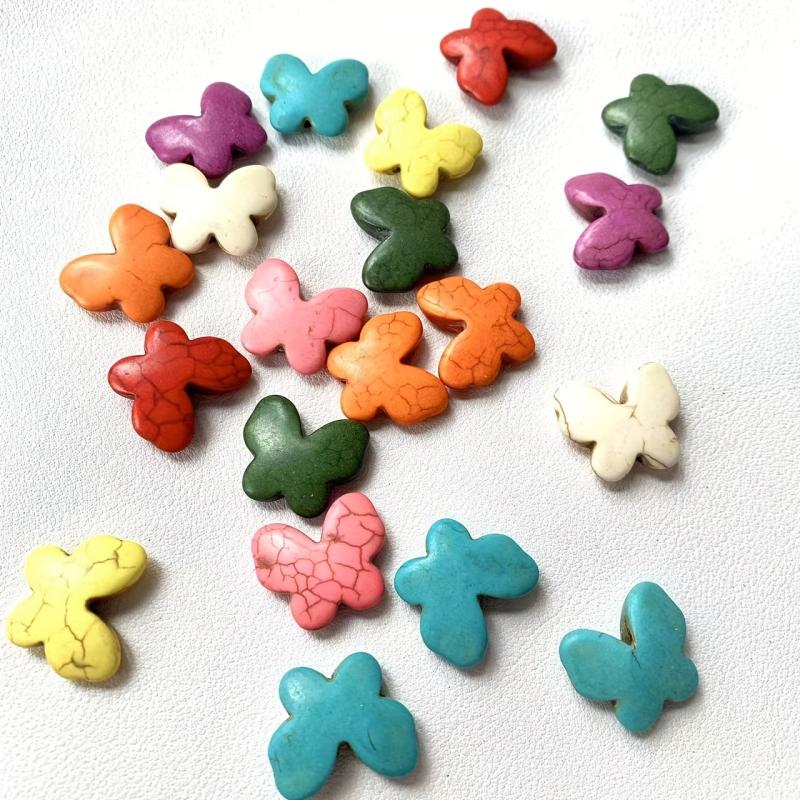 15pcs Colorful Butterfly Stone Beads Natural Turquoise DIY Loose Beads