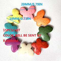 15pcs Colorful Butterfly Stone Beads Natural Turquoise DIY Loose Beads