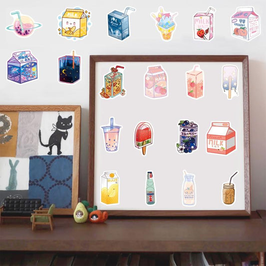 50 pcs Snack Drink Food Stickers for Bottles Laptops