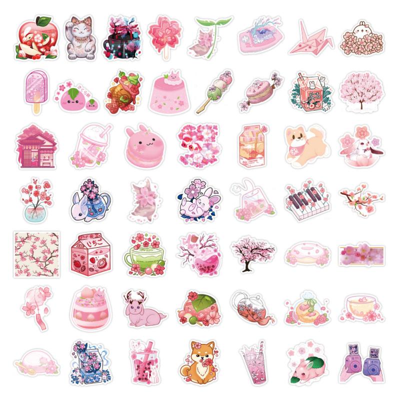 100pcs Sakura Blossom Stickers DIY Waterproof for Car Trunk Water Glass
