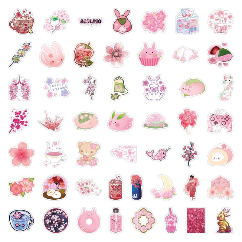 100pcs Sakura Blossom Stickers DIY Waterproof for Car Trunk Water Glass