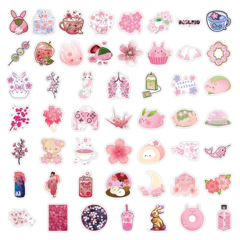 100pcs Sakura Blossom Stickers DIY Waterproof for Car Trunk Water Glass