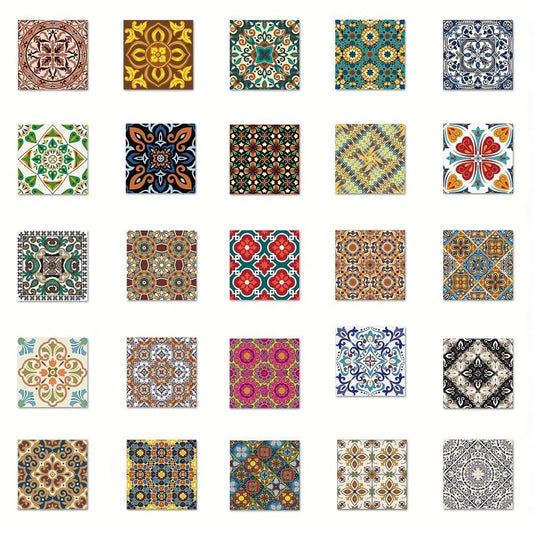 50pcs Vintage Tile Series Graffiti Stickers Waterproof Decoration DIY Toy