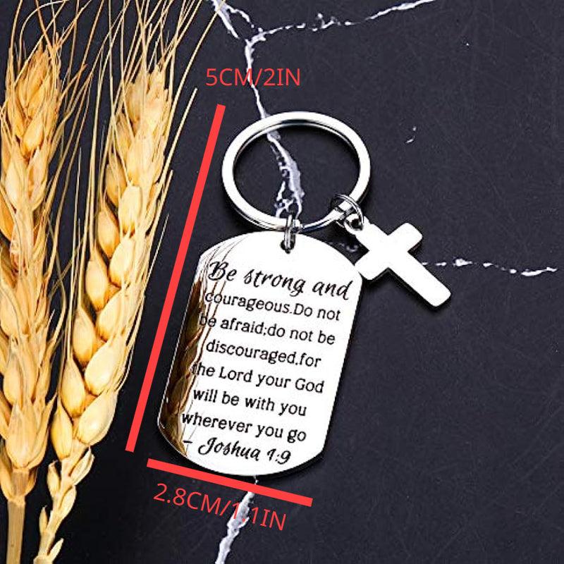 Christian Inspirational Keychain Be Strong & Courageous Religious Jewelry