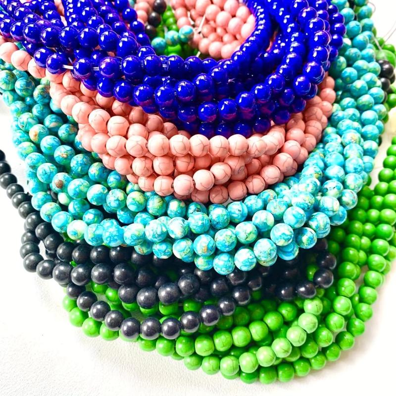48pcs Turquoise Stone Beads DIY Jewelry Spacer Bracelet Necklace Making Beads
