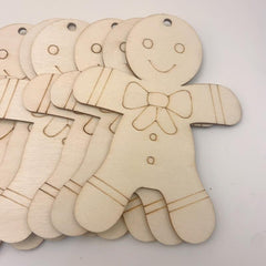10pcs Gingerbread Men Wood Chip Blanks for DIY Hand-painted Crafts