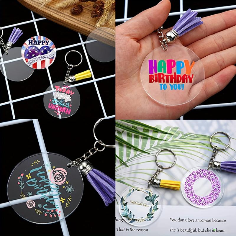 20pcs Round Acrylic Boards Blank Set for DIY Creative Crafts Keychain