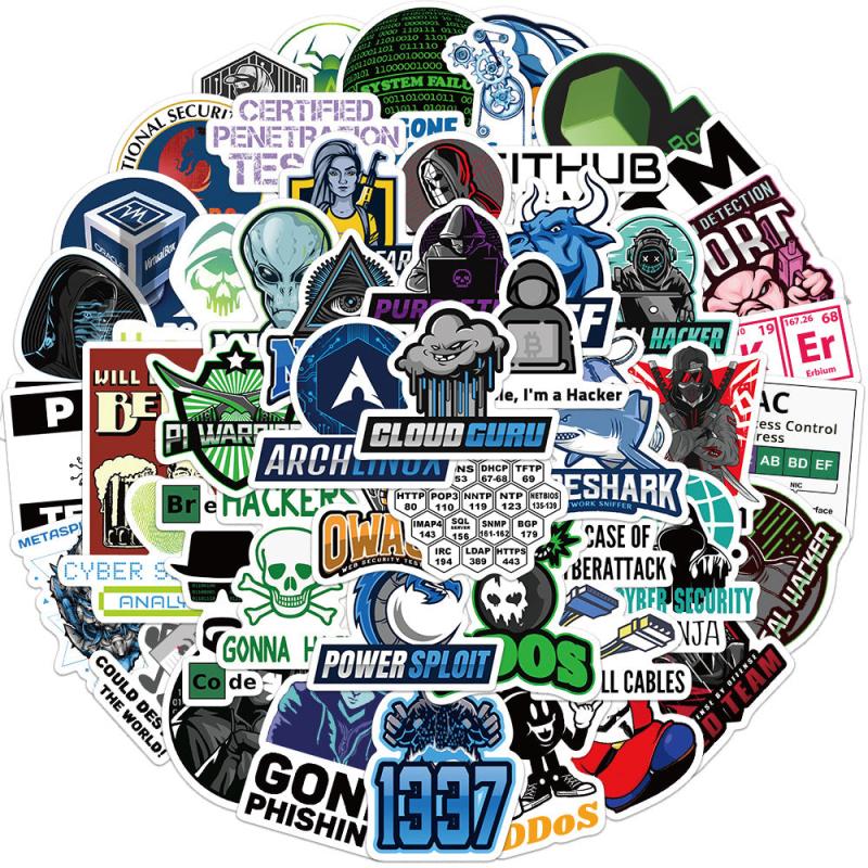50pcs Hacker Stickers Waterproof DIY Room Decoration For Teens Adults