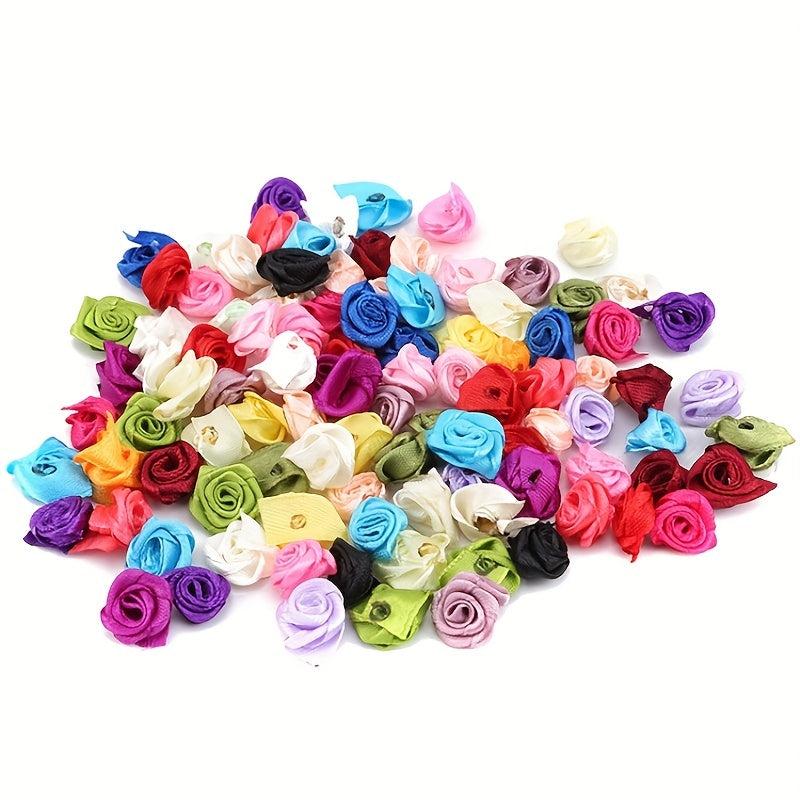 20 Ribbon Rose Flowers DIY Headdress Hair Accessories Children's Clothing Decor
