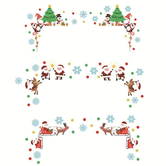 3 Sets Cartoon Snowflake Santa Claus Tree Wall Stickers For Door