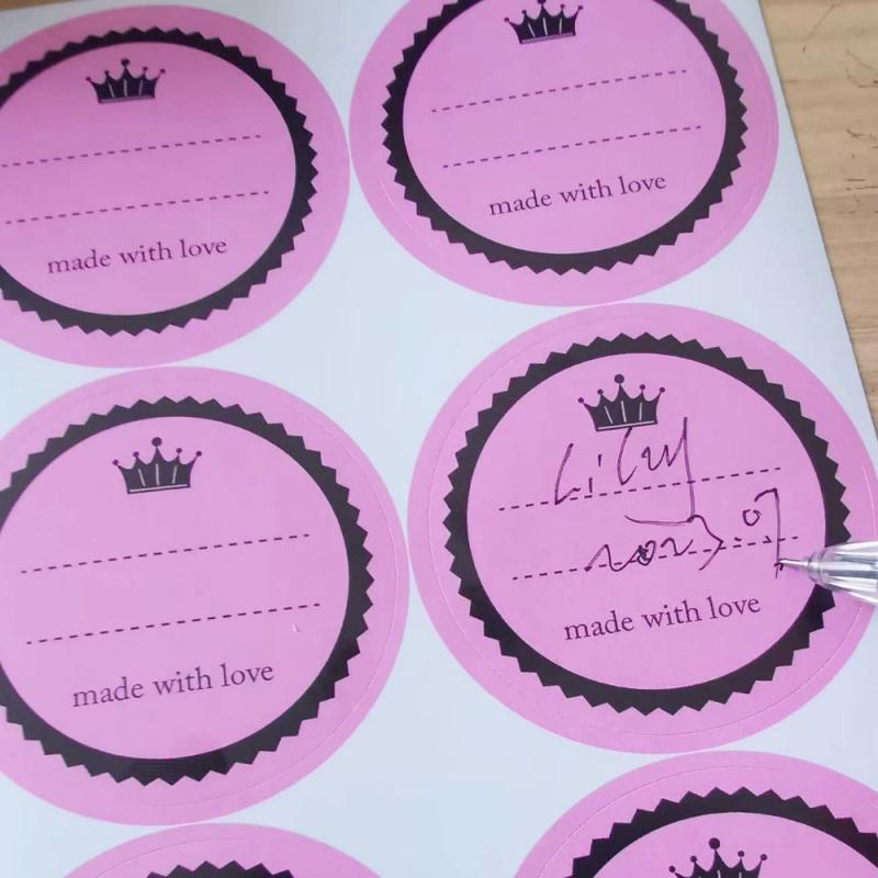 60PCS Pink With Love Sticker For Writing 5.08cm Round Jar Label