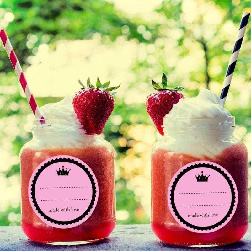 60PCS Pink With Love Sticker For Writing 5.08cm Round Jar Label