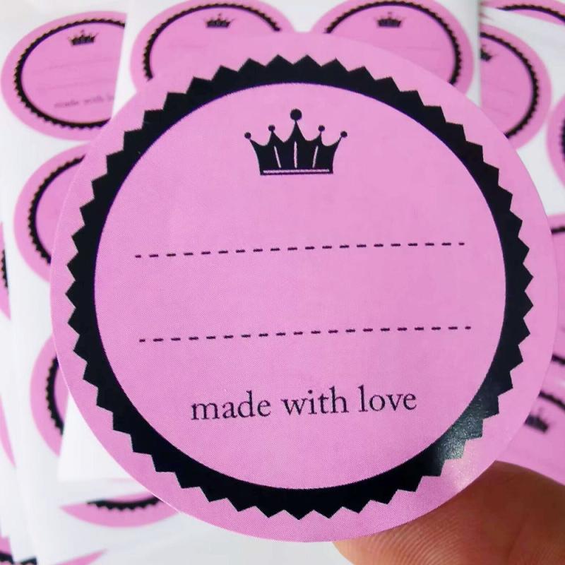 60PCS Pink With Love Sticker For Writing 5.08cm Round Jar Label