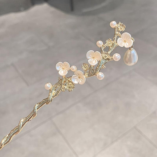 Vintage Metal Hairpin Fresh Flower Branch Hairpin Women Casual Party
