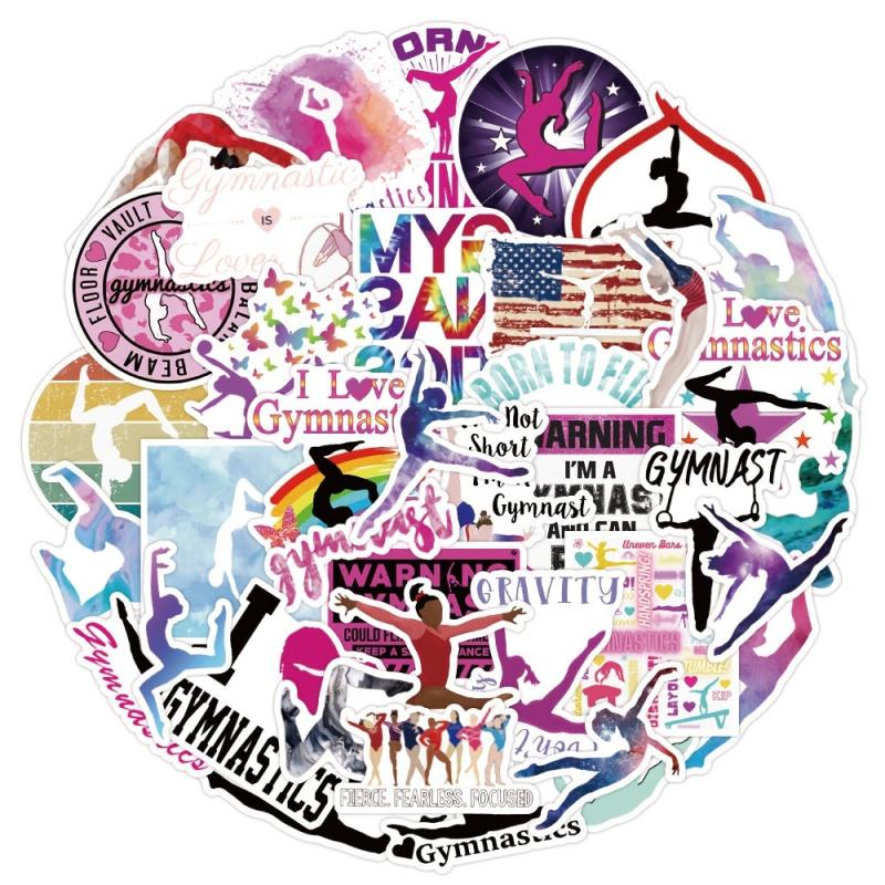 50pcs Yoga Fitness Doodle Waterproof Sticker DIY Decals