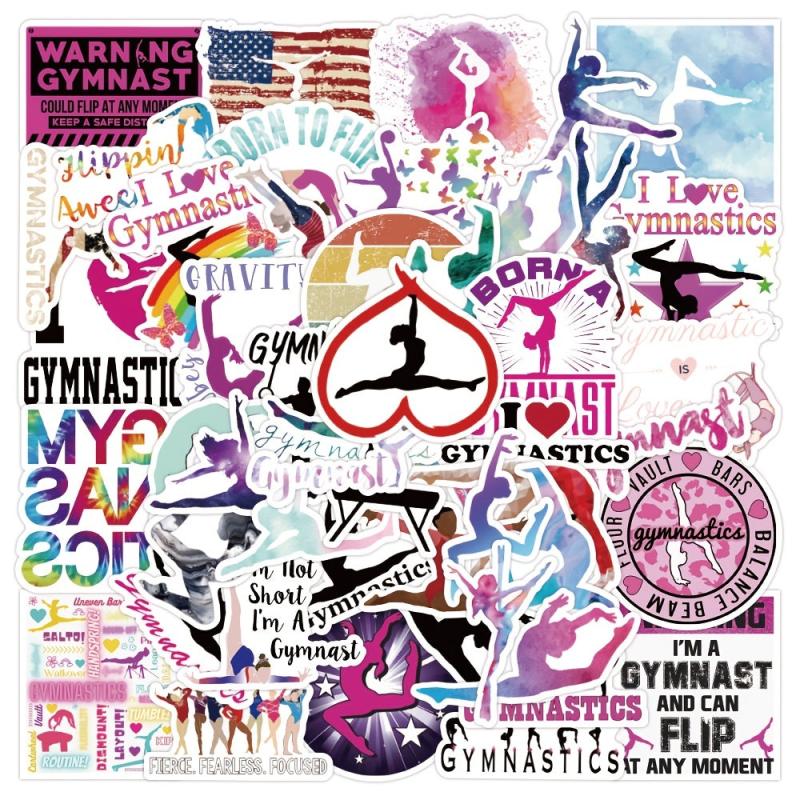 50pcs Yoga Fitness Doodle Waterproof Sticker DIY Decals