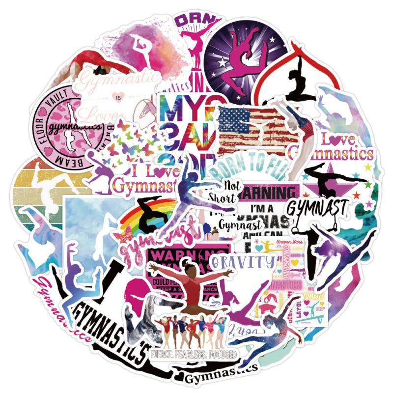 50pcs Yoga Fitness Doodle Waterproof Sticker DIY Decals